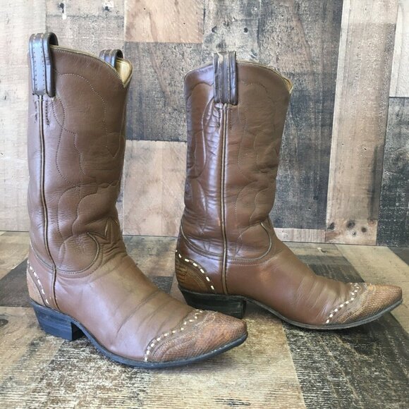 Tony Lama Vintage Gold Label Pointed Toe Wingtip Cowboy Boots Womens 5.5 B - Picture 5 of 12